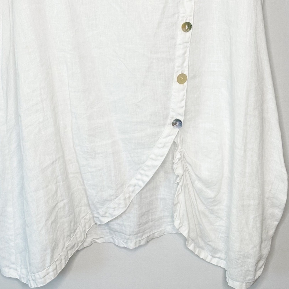 Match Point White Linen Asymmetrical Button Sleeveless Tunic Top Size XL - Picture 4 of 9